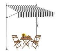 Manual Retractable Patio Awning, Outdoor Sun Shade with Crank, UV Protection UPF50, Waterproof PU3000, White Blue - B, Size 400cm - Perfect for Deck & Garden Shelter