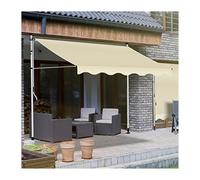 Manual Retractable Patio Awning Shade - UV-Resistant Waterproof No Drilling Required - Perfect for Balconies Gardens & Patios - Beige 350CM/137.8in