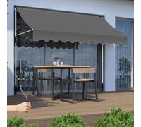 Manual Retractable Patio Awning with Crank Handle - Portable Sun Shade Canopy for Deck Backyard Garden Balcony - Weather-Resistant Grey Awning (3.5m)