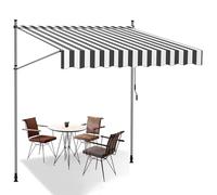 Manual Retractable Patio ning Adjustable Height Canopy 2.5x1.2m Non-Screw Outdoor e for & Doors Gray-White (250x120cm)