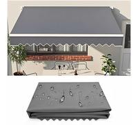 Manual Retractable Patio ning, Waterproof Polyester Canopy Cover, 300g/m² Replacement Fabric for Outdoor Window Garden, Gray, 400x300cm (4x)