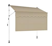 Manual Retractable Patio ning with Privacy ain Adjustable Height & Angle for Backyard Garden Balcony Light Brown 1.5m (4.9ft) Outdoor Sune Solut