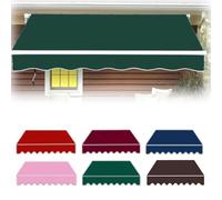Manual Retractable Sun e Canopy 12x10ft Waterproof Replacement Fabric - Green Outdoor Patio Cover for Backyard & Deck (Adjuble 6.5ft-20ft Opts)