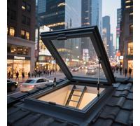 Manual Roof Access Hatch with Tempered Glass Ventilation Windows & Solar Light Maintenance Access Hatch for Roof Ventilation & Underground Well Lighting