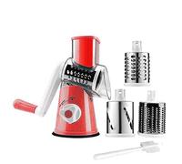 Manual Rotary Cheese Slicer Parmesan Cheese Grater for Food Vegetable Potato Carrot Nuts Grind with Cleaning Brush(red)