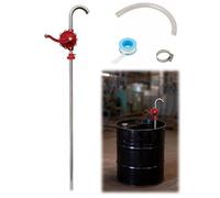Manual Rotary Oil Drum Pump, Barrel, Fuel Transfer Stainless Steel Construction with Extended Hose for Efficient Diesel and Heating Dispensing(Hoses: 16.4ft)