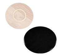 Manual Rotatable 32" Round Wooden Turntable Kitchen Serving Tray Rotating Plate Organizer for Dining Table Black Finish Perfect for Entertaining