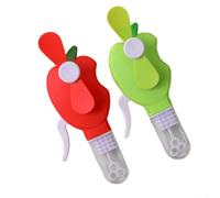 Manual rotating hand fan with bubble blower, multifunctional cartoon fruit shape plastic handheld fan designed as a playful outdoor toy for kids ()