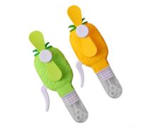 Manual rotating hand fan with bubble blower, multifunctional cartoon fruit shape plastic handheld fan designed as a playful outdoor toy for kids (Pineapple)