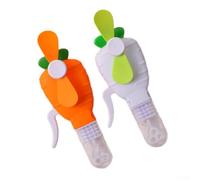 Manual rotating hand fan with bubble blower, multifunctional cartoon fruit shape plastic handheld fan designed as a playful outdoor toy for kids (radish)