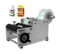 Manual Round Bottle Labeling Machine, Round Bottle Sticker with Handle, 15-30pcs/min, Width 10-110mm and Length 10-300mm Adjustable, No Bubble Wrinkle, for Beverage, Foodstuff Industries
