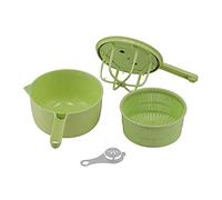Manual Salad Spinner Vegetable Drainer Washing Basket Kitchen Tool (Green) | Dual side nozzles suit left or right handed users for easy pouring and kitchen convenience