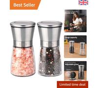 Manual Salt and Pepper Grinder Set - Easy Fill & Adjustable Coarseness