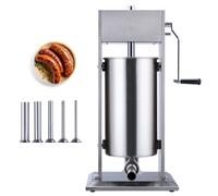 VEVOR XZ-15L 15 L / 30 LBS Vertical Sausage Machine, Dual-Speed Meat Stuffer, Made of Food-Grade 304 Stainless Steel, Includes 5 Stuffing Tubes, for Home Kitchen Restaurant Commercial, Silver