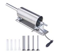 VEVOR Manual Sausage Stuffer, 2.5 L / 6 LBS Horizontal Sausage Machine with U-Type Clamp, Made of Food-Grade Stainless Steel, Includes 8 Stuffing Tubes, for Home Kitchen Restaurant Commercial