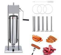 Manual Sausage Stuffer, Stainless Steel Vertical Maker, 15LB/7L Two Speed, Includes 4 Stuffing Tubes for Home and Commercial Use
