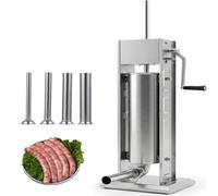 Manual Sausage Stuffer with 4 Stuffing Tubes, 2 Speeds, 3L 5L 7L | Vertical Meat Filler Machine Sausage Maker, Stainless Steel, for Home & Commercial Kitchens(3L)