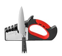 Manual Scissor Sharpener - 3-Stage Tool, Non-Slip Base, Restores Dull, Kitchen Cutter Slot, Outdoor Pocket, Lightweight, Steady Safe Fast Easy to Carry | for Home Kitchen Knifes