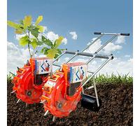 Manual Seed Seeder, Double Row Hand-Push Garden Spreader and Fertilizer Applicator with 16 Seed Plates and 6 Mouths for Efficient Planting