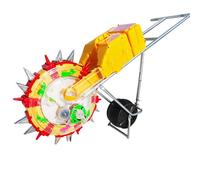 Manual Seeder Hand-Push Garden Seeder Spreader, Walk-Behind Row Crop Planter for Corn, Cotton, Soybean, Peanut - 7 Mouths Roller Seeding and Fertilizer Applicator
