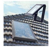Manual Skylight Window, Sloped Flat Roof Lighting Well Window with Double Tempered Glass, Sun Room Roof Skylights for Home/Attic/Basement Daylighting, Gray, L*W 35x39in/90x100cm