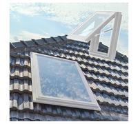 Manual Skylight Window, Sloped Flat Roof Lighting Well Window with Double Tempered Glass, Sun Room Roof Skylights for Home/Attic/Basement Daylighting, White, L*W 28x24in/70x60cm
