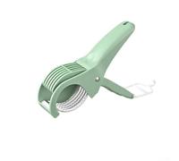 Manual slicer kitchen tool for ham sausage cucumber and fruits with ergonomic handle and easy cleaning stainless steel blades (Green)