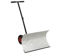 vidaXL Manual Snow Shovel with Wheels - Robust Galvanized Metal Blade, Adjustable Handle, Two Air-filled Wheels, Easy to Disassemble and Store, Efficient for Harsh Winters