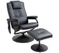 Manual Sofa Reclining Armchair PU Leather Massage Recliner Chair and Ottoman