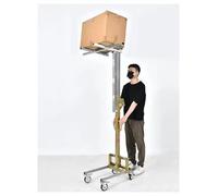 Manual Stacker Lift Truck, Hand Crank Forklift with 80kg Capacity, Folding Galvanized Steel Pallet Stacker for Warehouse or Home, 180cm-250cm Lift Height