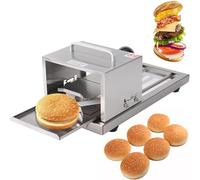 Manual Stainless Steel Bread Slicer, Commercial Burger Bun Slicer with Handle, Bread Cutter Machine with 4 Levels Adjustable Thickness, Easy to Clean, for Bakeries, Coffee Shop, Home Kitchen
