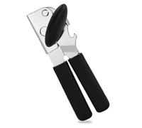 Manual Stainless Steel Can Opener That Work, 2-in-1 Heavy Duty Tin Openers with Non-Slip Grip, Soft Handled Jar Opener Arthriti Hand, Bottle, Beer Effortlessly Open Cans | Lid Lifter Smooth Edge