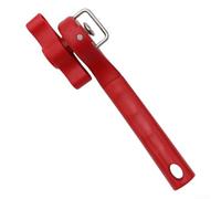 Manual stainless steel can opener with ergonomic handle, multifunctional lid and beer bottle opener, lightweight and easy to store (Red)