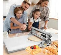 Manual Stainless Steel Dough Sheeter - Adjustable Thickness Roller & Press for Bakery, Pizza, Croissants - Compact Design for Home & Commercial Use (0-25mm)