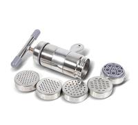 Manual Stainless Steel Noodle Maker Machine with 5 Heads - Portable Pasta Press for Homemade Noodles and Juice Extraction