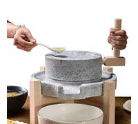 Manual Stone Grain Grinder, Handcrafted Wheat Paste Mill with Wooden Stand, Classic for Home Baking & Cooking