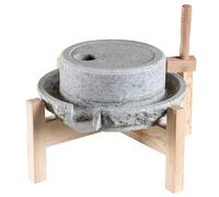Manual Stone Grain Grinder, Heavy-Duty Classic Disc Design Mill with Hand Crank Handle & Solid Wooden Stand for Wet & Dry Grains(25cm/9.8in)