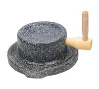 Manual Stone Grain Mill, Small Natural Hand Crank Flour Mill, Granite Food Mill Grinder with Stable Wood Base(23cm/9in)