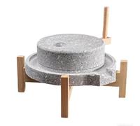 Manual Stone Grain Mill, Stone Grain Grinder with Handle, Traditional Countertop Disc Grain Mill with Wooden Stand(25x35cm/9.8x13.8in)