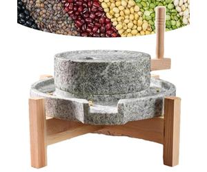 Manual Stone Grinder Mill, Natural Bluestone Hand Grain Mill for Wheat, Rice, Beans, Cereal Herb Powder Pulverizer, Traditional Kitchen Tool for Fresh Milled Flour & Nut Butters