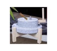 Manual Stone Mill for Grinding Grain - Old Style Hemp Green Graphite Mill with Wooden Frame, Suitable for Dry/Wet Food,