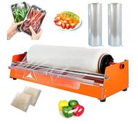 Manual Stretch Film Packaging Machine with 2 Rolls Cling Film, Tabletop Wrapping Dispenser for 19.7 Inch Film, 30s Fast Wrapping Perfect for Vegetable Cling Film Tray Wrapping