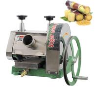 Manual Sugar Cane Juicer Machine, Stainless Steel Hand Crank Extractor with 3 Rollers, Commercial Cane Press for Home Use