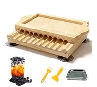 Manual Tapioca Pearl Maker, 15/19/22Mm Tapioca Pearls Forming Machine with Stainless Steel Tray & Suction Cup, Wooden Meatball Maker for Bubble Tea, Milk Tea, Dessert Shops 3g - 15m