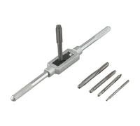 Manual Tapping Set with Adjustable Ratchet Tap Wrench for M3, for Tapping Aluminum and Iron Sheets (6-Piece Set)