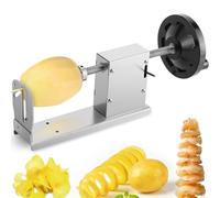 Manual Tornado Potato Slicer Potato Spiral Cutter 3 in 1 Stainless Steel Twisted Potato Twister, DIY Potato Tower Machine with 2 Blades & Crank for Sweet Potatoes Zucchini Carrots,Silver