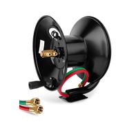 Manual Twin Welding Hose Reel, 100 FT, for 3/8" or 1/4" Oxy Acetylene Hose | 9/16"-18 UNF Connections, 200 PSI Max, Manual Crank, Steel Frame, Wall Ceiling Cart Mounting