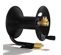 Manual Twin Welding Hose Reel, Heavy Duty Steel Hand Crank Retractable Reel for 1/4" ID 100ft Oxygen Acetylene Hose, 9/16"-18 B Fittings, Wall/Ceiling/Cart Mount for Shops (Hose & Lead-in Not Incl.)