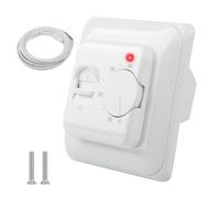 Manual Underfloor Heating Thermostat 16A 230V,Electric Underfloor Heating Controller with Floor Sensor Probe Mechanical Room Thermostat Temperature Controller for Home Room Floor Thermostats White