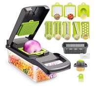 Manual Vegetable Cutter, Multifunctional Kitchen Mandoline 13 in 1-2 Blades, 7 Grater Slicers, Egg Separator and Drainer, Stainless Steel Blades
